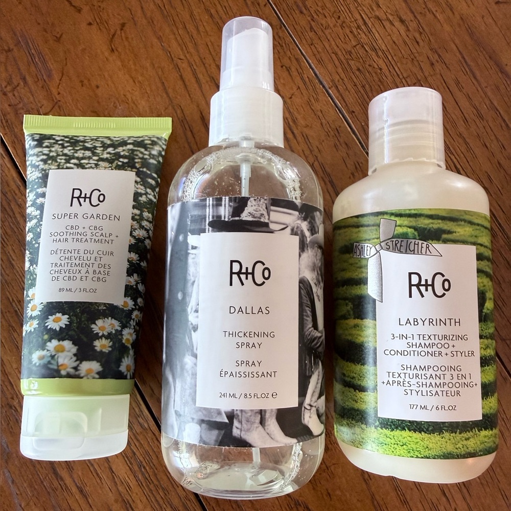 Brand New Sealed R+Co trio for exceptional Hair- Treat, Clean, Style & Thicken